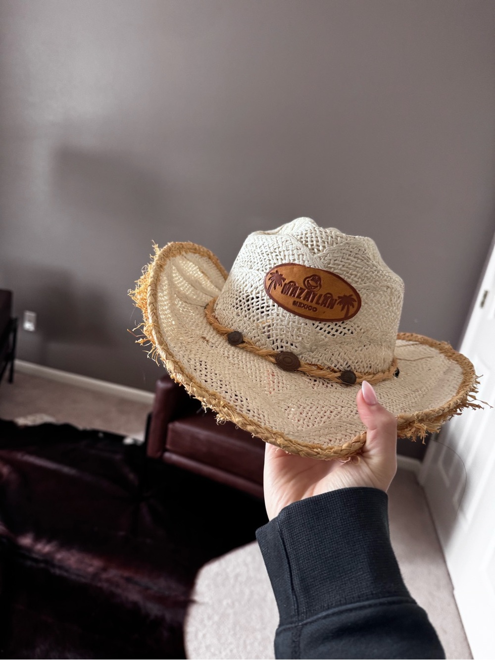 Tompson Natural Straw Cowboy Hat with Braided Trim